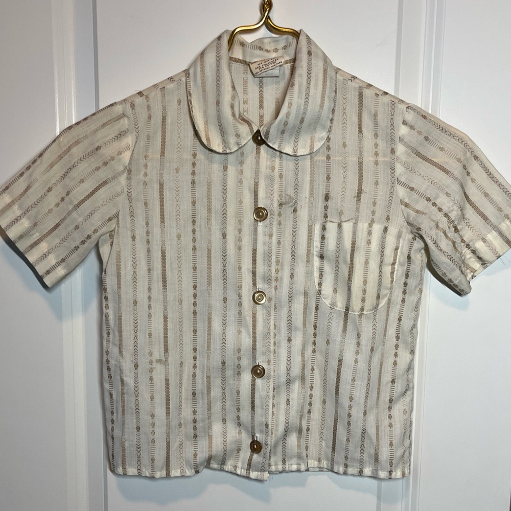Vintage Girl Scouts Uniform Shirt Shirt Sleeve Button Up W/ Front Pocket Sz 6